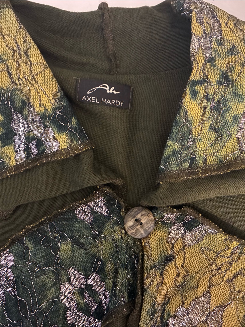 Axel Hardy Patchwork Olive Cardigan Multi Media Boho RenFair Fairygoth AvantGard - Picture 6 of 10